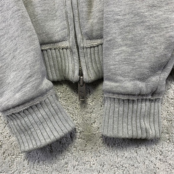 VINTAGE Y2K Abercrombie & Fitch Hoodie Womens Large Faux Fur Lined Zip Up Gray - Picture 4 of 14